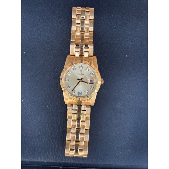 Bulova C960496 Diamond Accent Gold Tone Women’s Watch. New Battery. main image 7